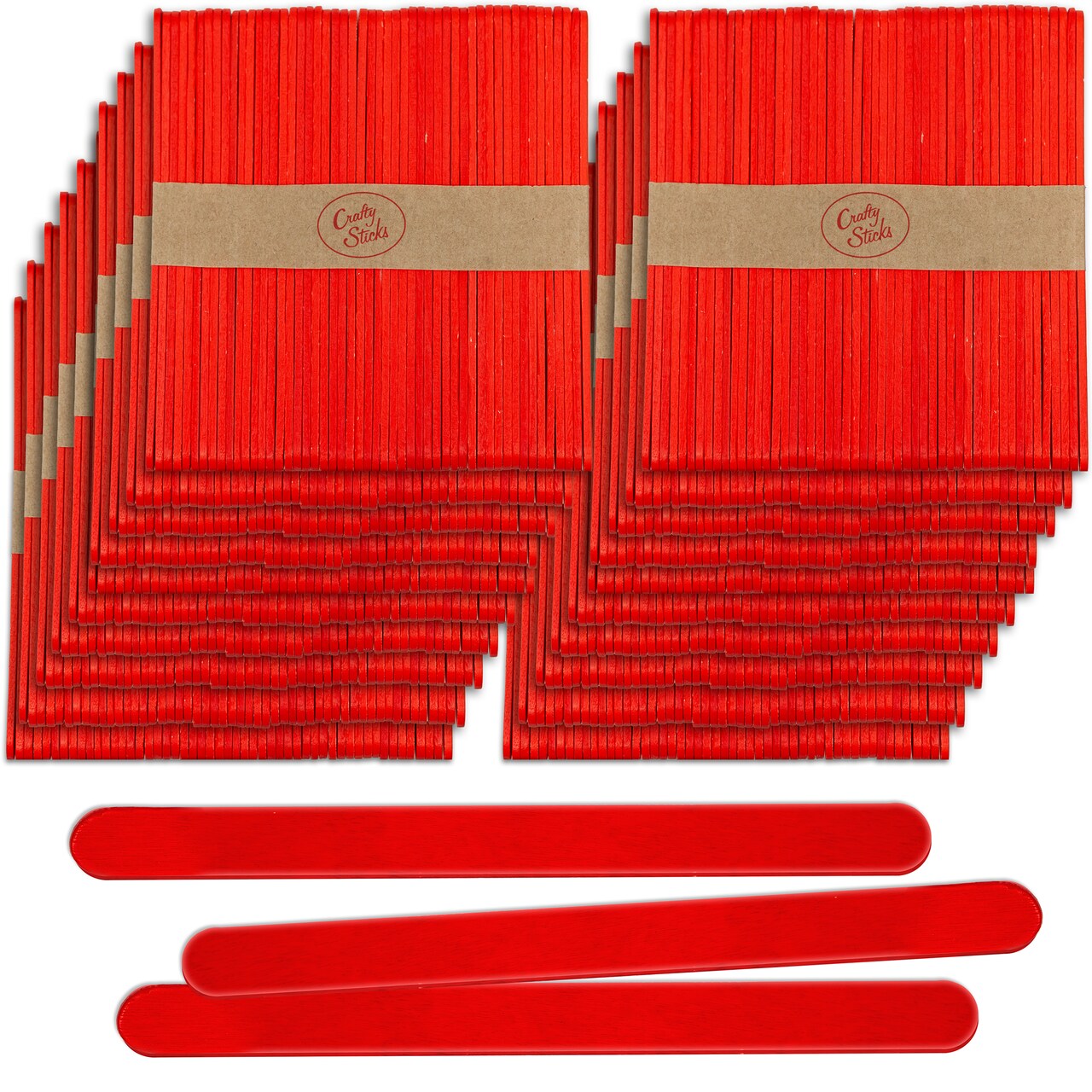 CraftySticks Colored Wood Craft Sticks 4.5 Inch, Red Orange Yellow Green Blue Purple White Black Pink Brown Popsicle Sticks